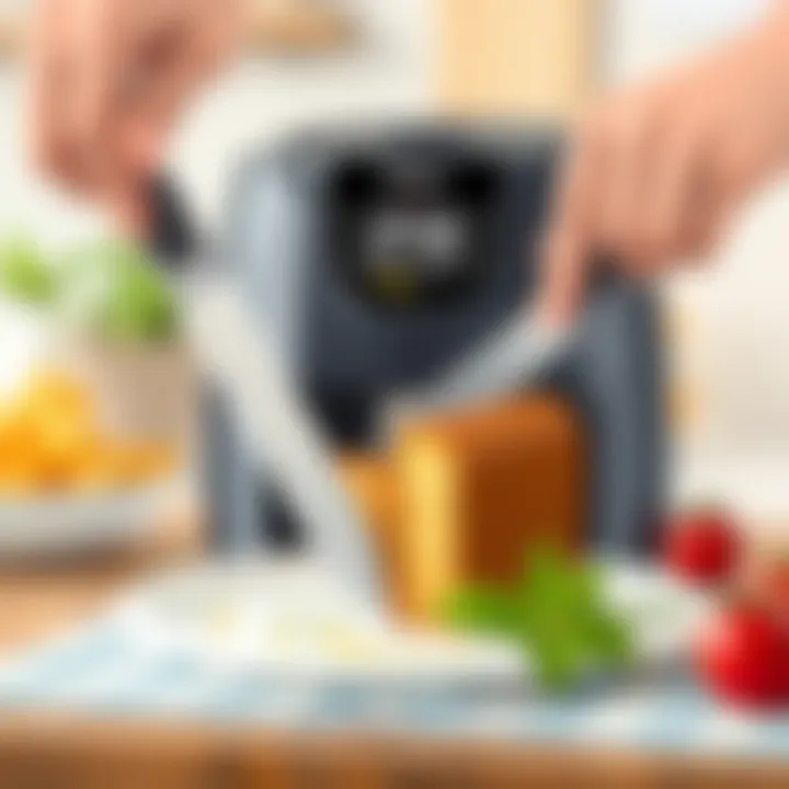 Slicing Fresh Airfryer Cake Slicing a freshly made airfryer cake