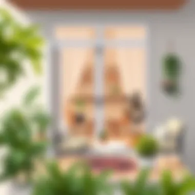 Elegant balcony with stylish furniture and plants