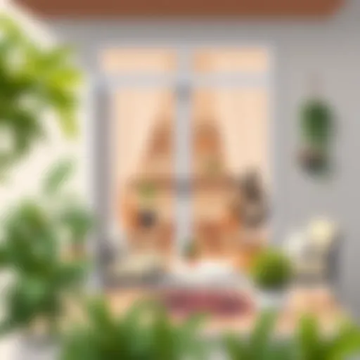 Elegant balcony with stylish furniture and plants