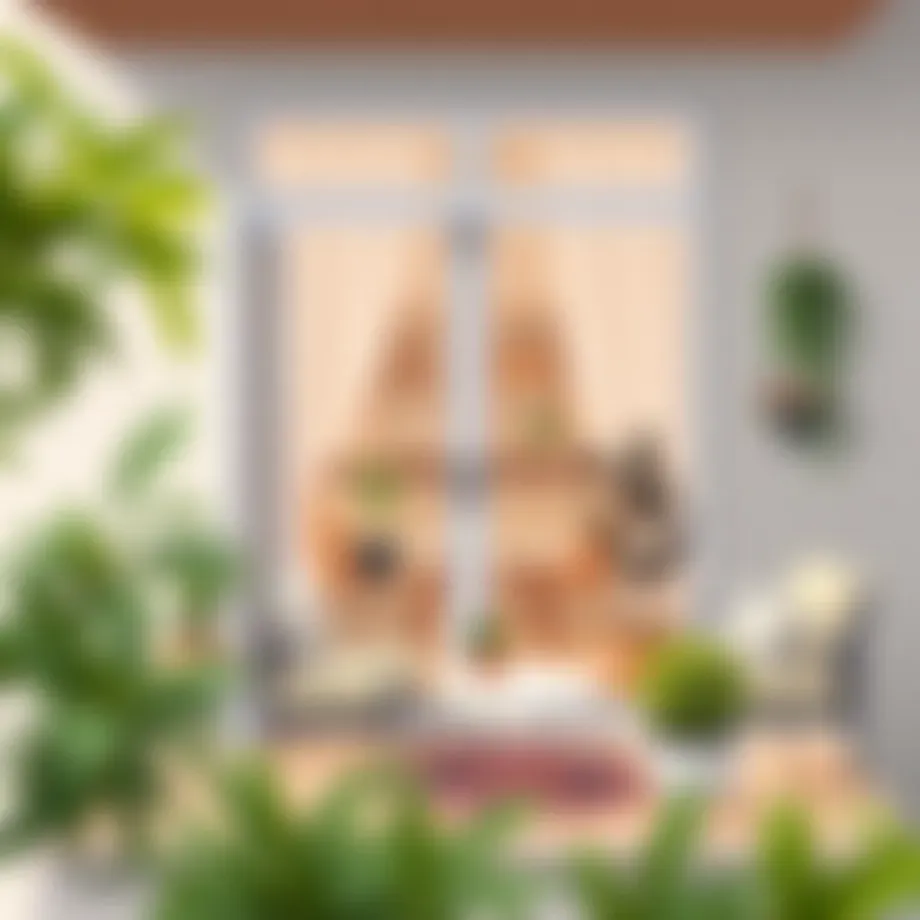 Elegant balcony with stylish furniture and plants