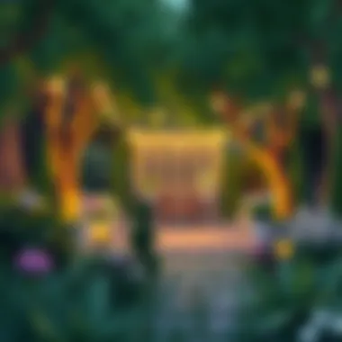 Enchanting Garden Illumination Softly lit garden space featuring creative lighting solutions