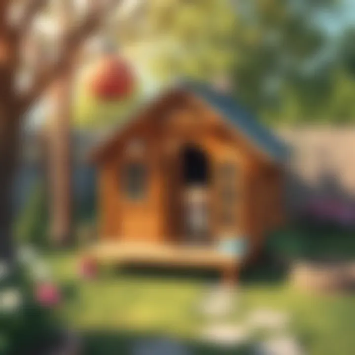 Cozy Wooden Doghouse A cozy wooden doghouse in a backyard