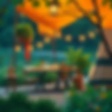 A cozy campsite with a well-set dining area amidst nature