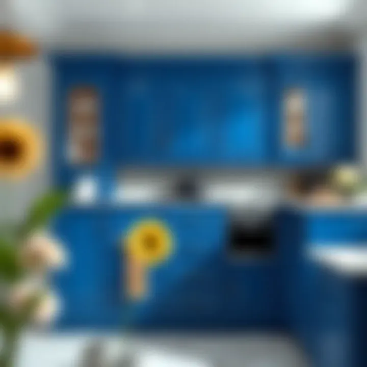 Elegant Deep Blue Kitchen Cabinet Luxurious kitchen cabinet painted in deep blue