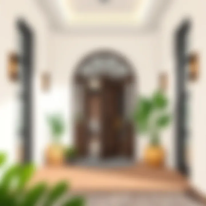 Modern entrance accentuated with chic green accents