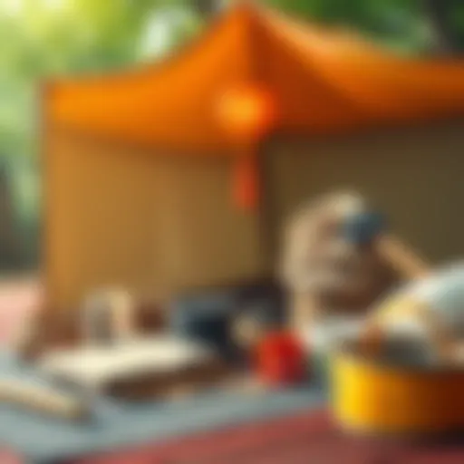 Detailed view of the materials needed for setting up a Chinese tent