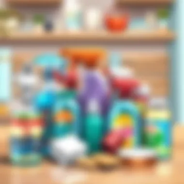 Various cleaning supplies for ink removal