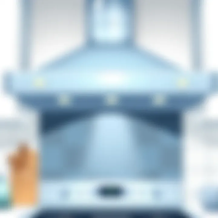 A freshly cleaned stove hood gleaming