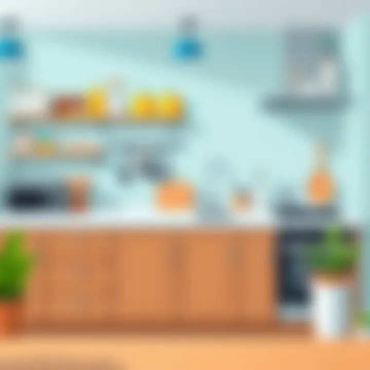 An organized kitchen setup ready for cleaning