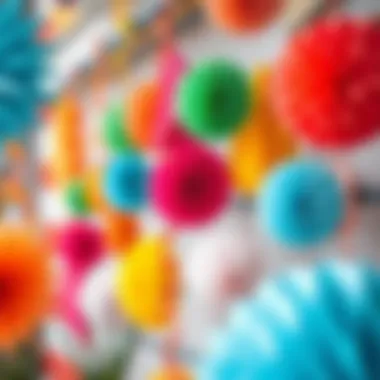 Artistic Display of Colorful Paper Decorations Vibrant paper decorations displayed artistically