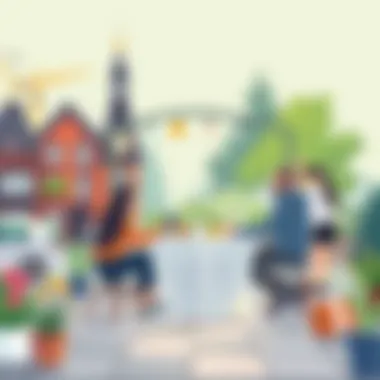 A vibrant community collaborating for creative solutions