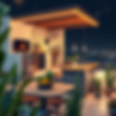 Creative use of space in a rooftop kitchen with unique decor