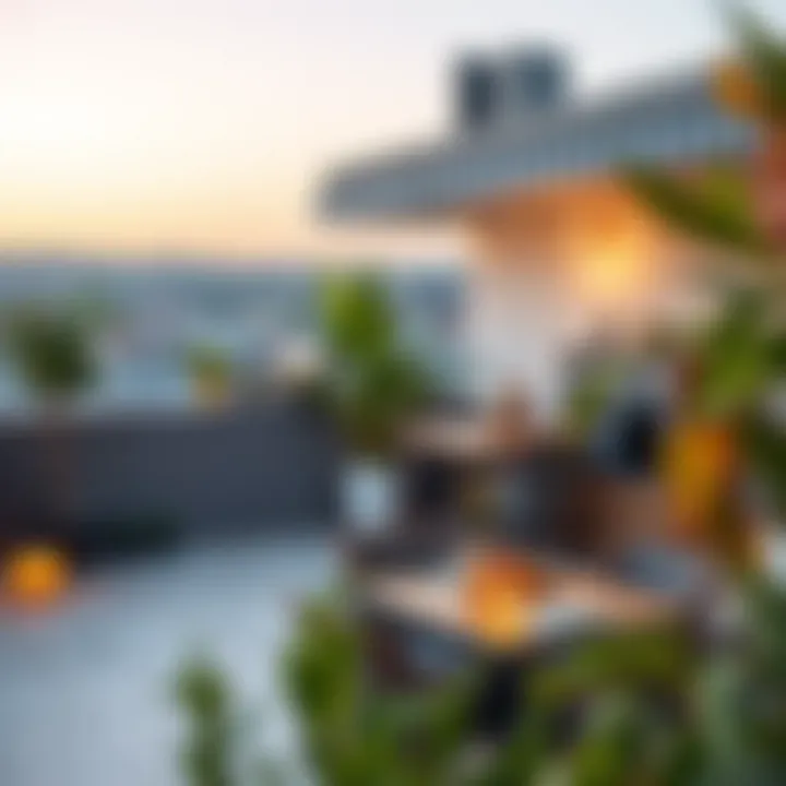 Elegant rooftop terrace featuring functional kitchen elements