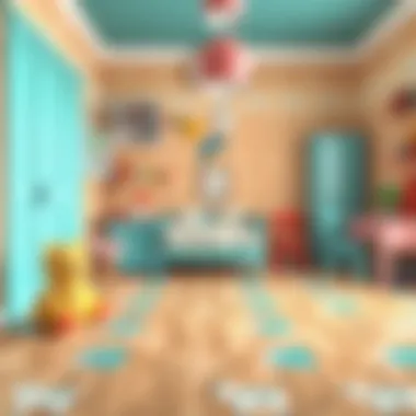 Patterned Laminate in Children's Rooms Vibrant patterned laminate flooring in a playful child's room.