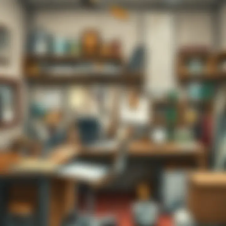 Creative Aging Workspace A creative workspace filled with tools and materials for aging paint