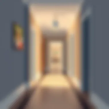 An elegant hallway enhanced by sophisticated paint choices that reflect style