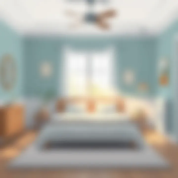 A serene bedroom with calming paint tones that promote relaxation