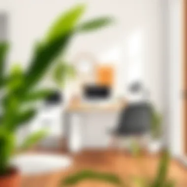 A workspace featuring minimalist design elements and personalized touches.