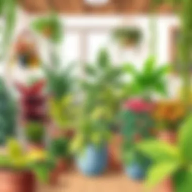 A vibrant indoor garden showcasing various houseplants.