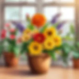 Vibrant indoor flowers in a beautifully arranged pot