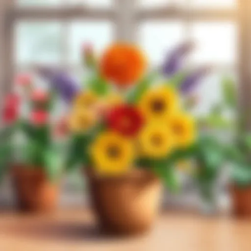 Indoor Flower Arrangement Vibrant indoor flowers in a beautifully arranged pot