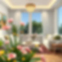 A serene living room with fresh flowers emitting a pleasant aroma