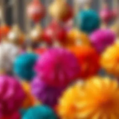 Array of Finished Colorful Paper Ornaments An array of finished paper ornaments