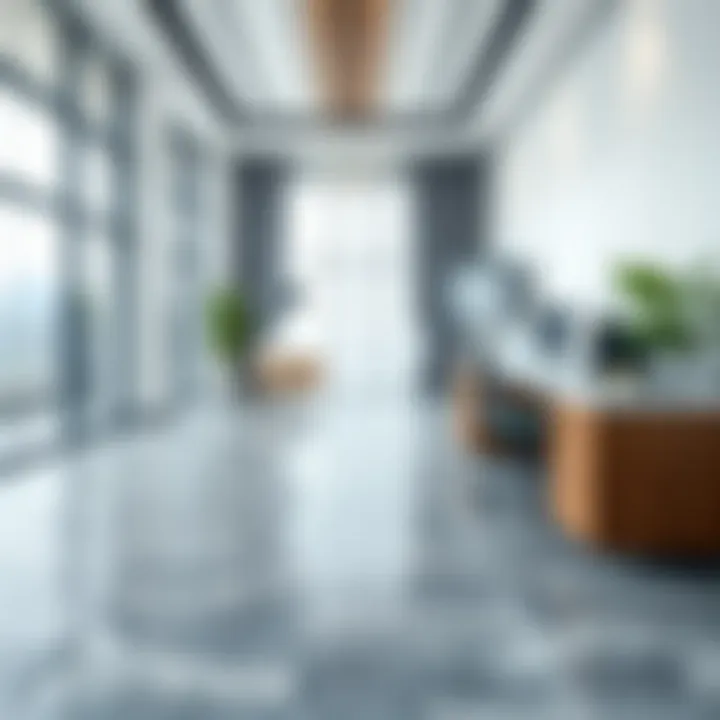 Stylish granite flooring in a contemporary office space