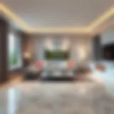 Elegant granite flooring in a modern living room