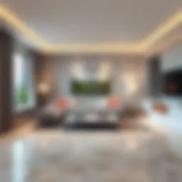 Elegant granite flooring in a modern living room