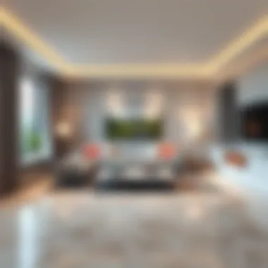 Elegant granite flooring in a modern living room