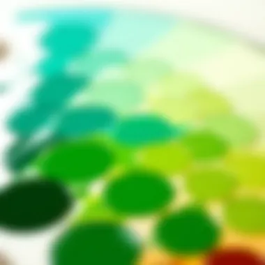 Spectrum of Green Paint Shades A spectrum of green paint shades arranged in a palette