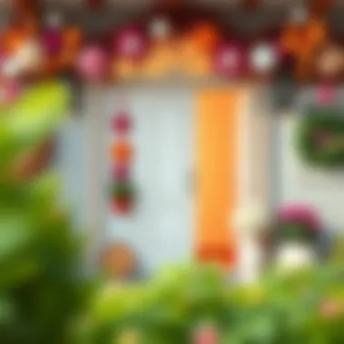 Chic Entrance Decor with Felt Stylish home entrance adorned with felt decorations