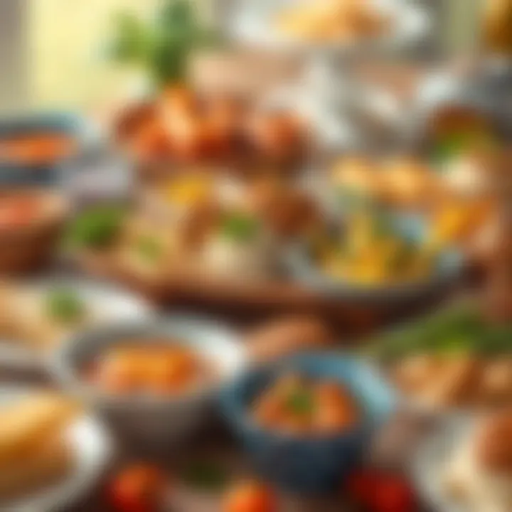 A vibrant assortment of homemade dishes arranged in a creative display