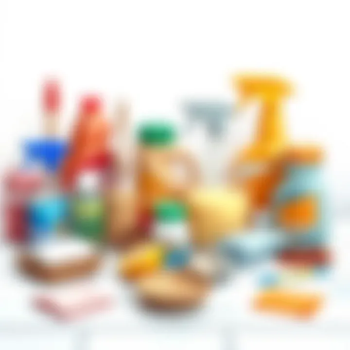 Household Items for Stain Removal An array of household items used to remove stains