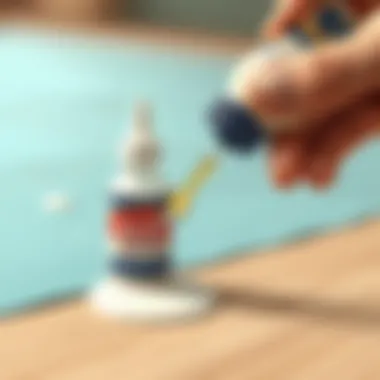 Demonstration of applying a solvent on glue