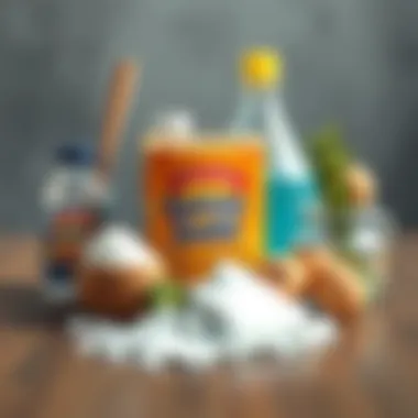 Natural cleaning supplies including baking soda and water