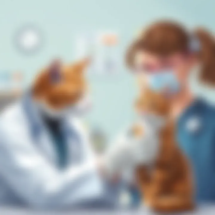 A veterinarian examining a cat for health issues