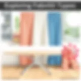 Detailed illustration of Koçtaş ironing board covers showcasing fabric types and textures.