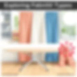 Detailed illustration of Koçtaş ironing board covers showcasing fabric types and textures.