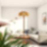 Elegant standing lamp in a modern living room setting