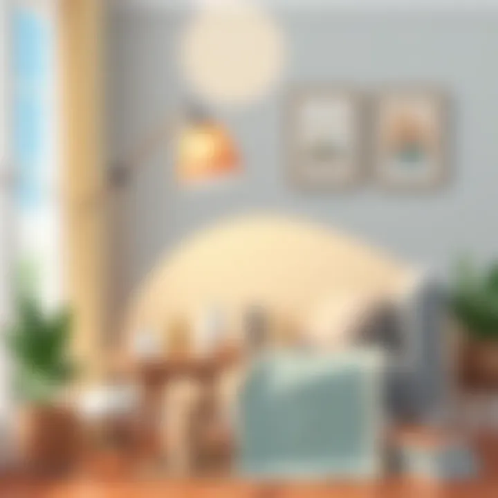 Cozy Reading Nook with Stylish Floor Lamp Stylish floor lamp complementing a cozy reading nook