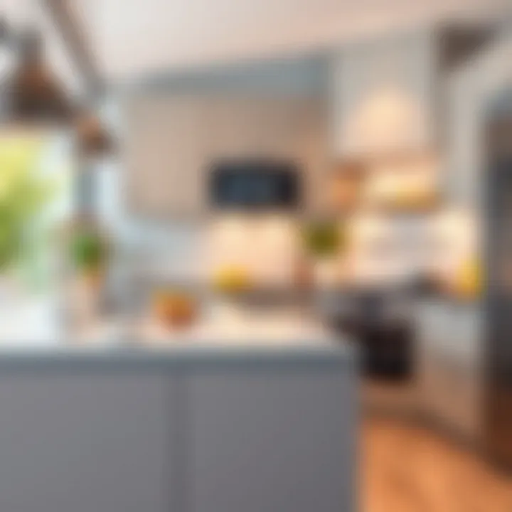 Modern kitchen featuring laminate countertops in a stylish setup.