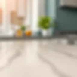 Close-up of a laminate countertop surface showcasing texture and design.