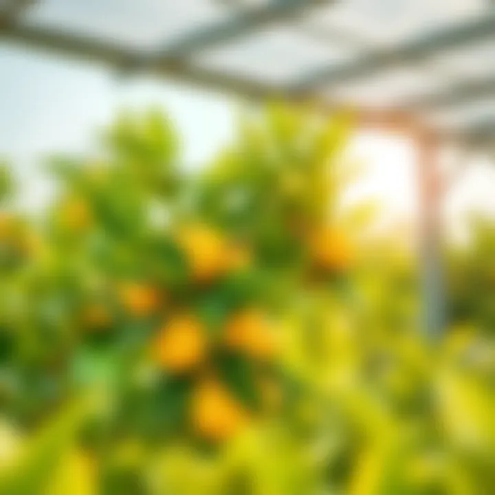 Lemon tree flourishing under optimal sunlight.