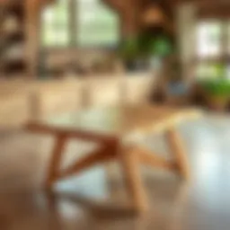 Crafted wooden table with unique design