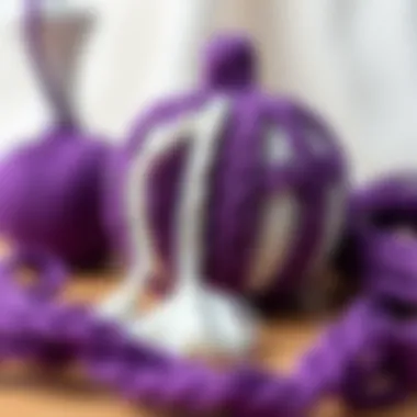 Handcrafted Product Featuring Purple and White A handcrafted item showcasing the color combination of purple and white