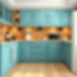 Freshly painted kitchen cabinet showcasing glossy finish