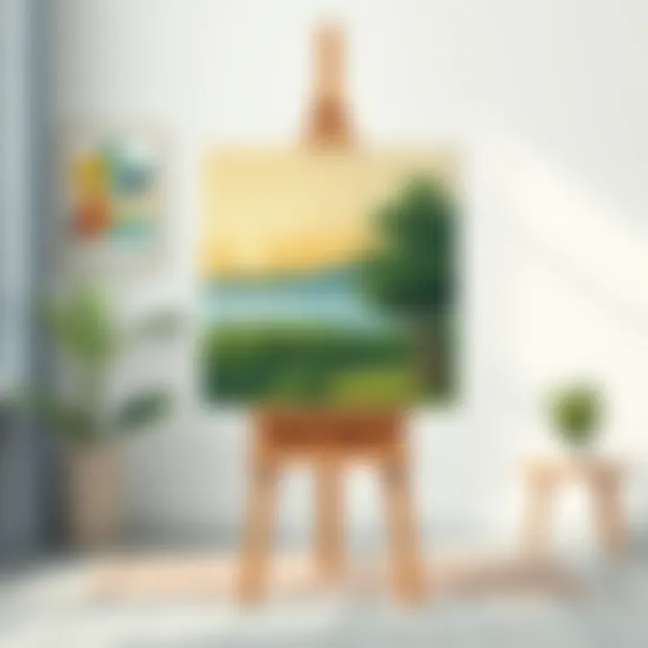 Showcasing a Finished Oil Painting A beautifully finished oil painting displayed on an easel