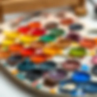 Palette of Colors for Oil Painting An array of vibrant oil paints on a palette